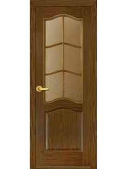 Межкомнатная дверь шпонированная Бретань орех стекло матовое/Глухая