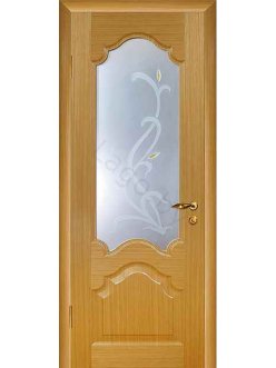 Межкомнатная дверь шпонированная Кардинал дуб стекло фьюзинг/Глухая