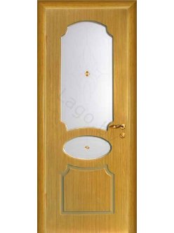 Межкомнатная дверь шпонированная Неаполь дуб стекло фьюзинг/Глухая